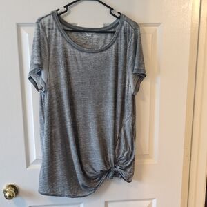 Caslon Gray Relaxed Tie Front Short Sleeve Tee